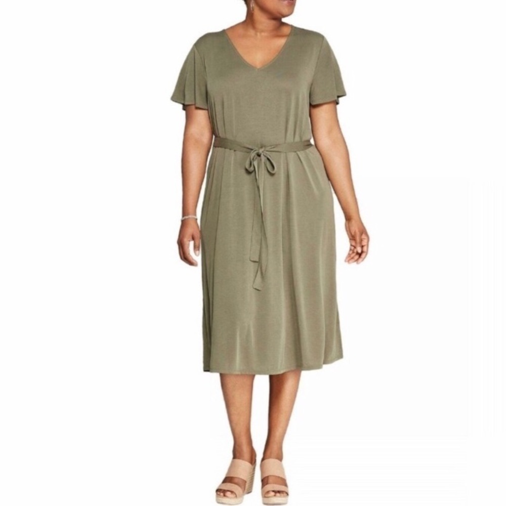 Ava & Viv Olive Green  Knit Women Plus Dress 3X*